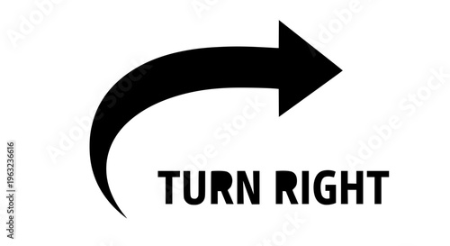 Directional Arrow Icon with 'Turn Right' Text Suggesting Navigation and Movement