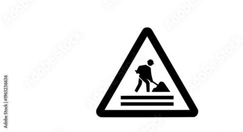 Cautionary Road Sign Symbolizing Construction Work and Manual Labor Activity Ahead