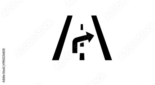 Road navigation sign indicating a mandatory right turn from the left lane