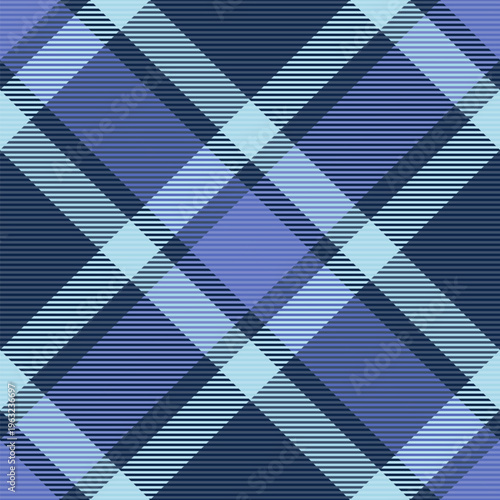 Paint textile seamless background, wrapping check pattern plaid. Bandanna tartan vector fabric texture in blue and dark colors.