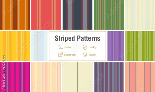 Striped pattern pack tailored for heritage fashion concepts. Classic lines geometry brings authentic vintage character.