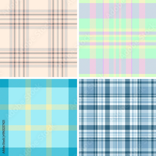 Plaid pack perfect for stationery bundles. Seamless tartan textures enhance both school and professional printed products. Vector paths maintain alignment.