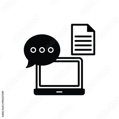 Chat Laptop Vector icon which can easily modify or edit