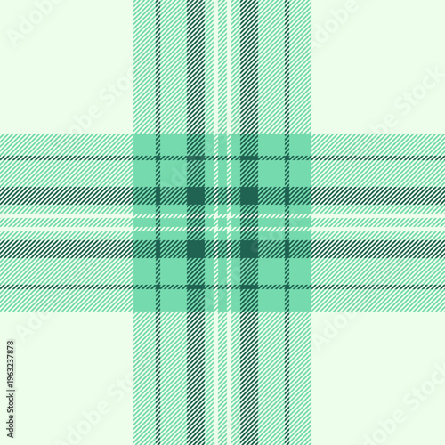 African check textile tartan, invitation seamless vector texture. Purity background pattern fabric plaid in white and mint colors.