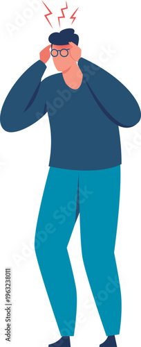 Man suffering from headache feeling severe stress