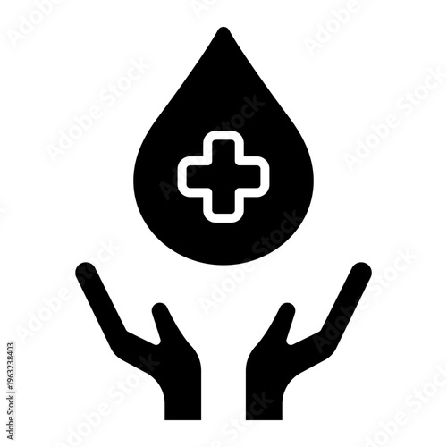 Blood Donation Icon with Hands and Medical Cross