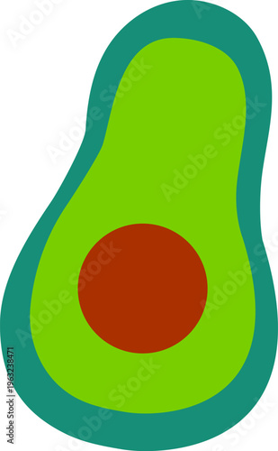 Avocado fruit half showing healthy green flesh and seed