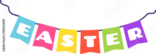 Colorful Easter bunting banner decorating spring holiday celebration
