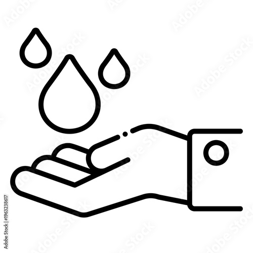 Hand Receiving Water Drops Icon Illustration