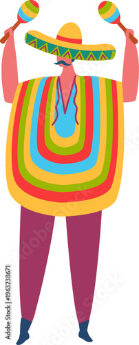 Person celebrating Mexican fiesta playing maracas music