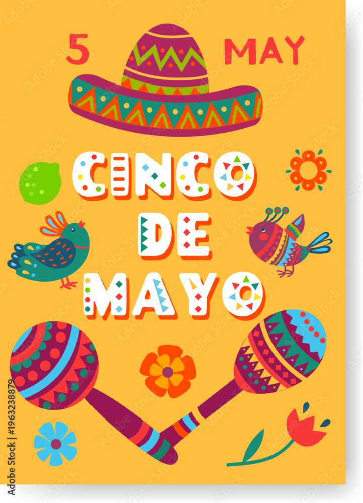 Fototapeta premium Cinco de Mayo festive Mexican holiday background art