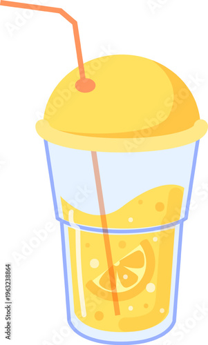 Yellow fruit drink with orange slice illustration