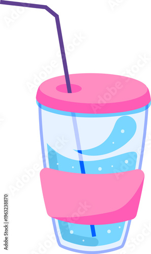 Reusable plastic cup holding refreshing blue drink
