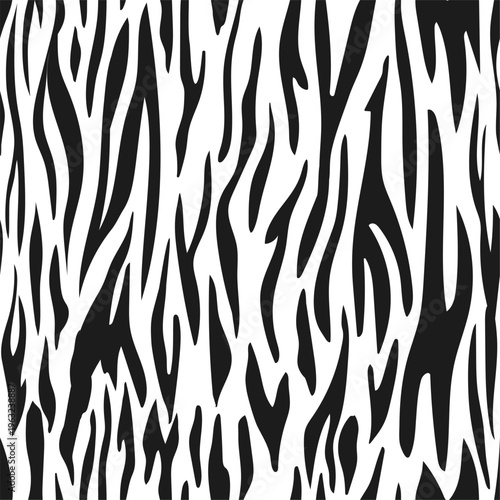 Black and white animal print zebra stripes seamless pattern