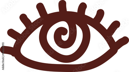 Stylized eye icon with spiral pupil concept
