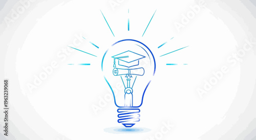 Education concept with light bulb and graduation cap
