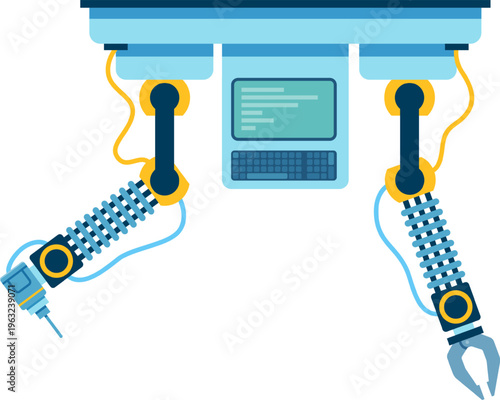Industrial robotic arms performing automated manufacturing tasks