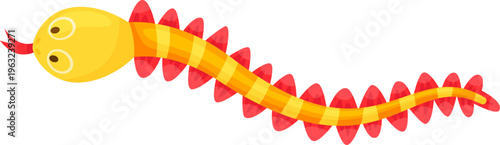 Colorful cartoon snake like worm illustration