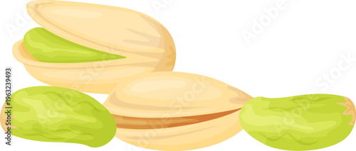Pistachio nuts showing shelled and unshelled forms