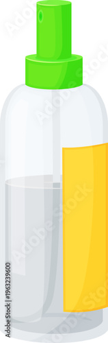 Spray bottle with green cap for cosmetic packaging