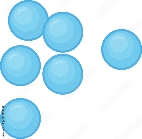Bubbles or cells floating spreading on a white background