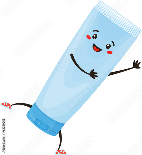 Tube character cartoon dancing with happy face