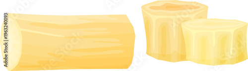 Cassava root raw peeled pieces ready for cooking