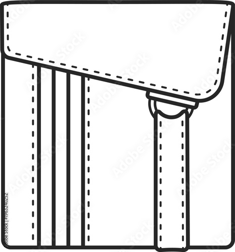 Wallet or bag flap with straps line art