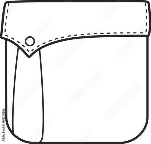 Clothing pocket with flap and button vector icon