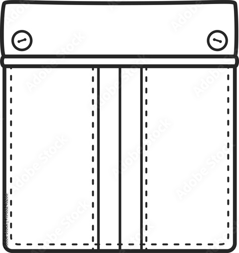 Wallet or document holder line art drawing