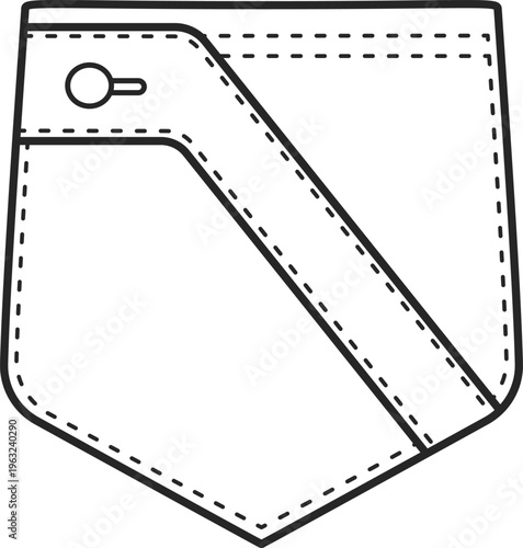 Garment pocket design with button detail outline