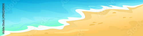 Summertime beach shore with breaking ocean wave vector