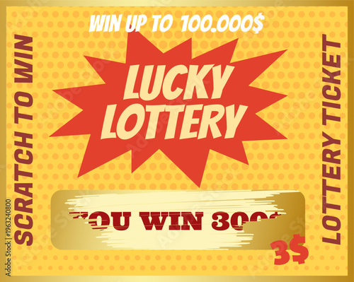 Lucky lottery scratch ticket winning 3000 dollars
