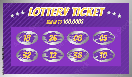 Lottery ticket revealing winning numbers for instant game