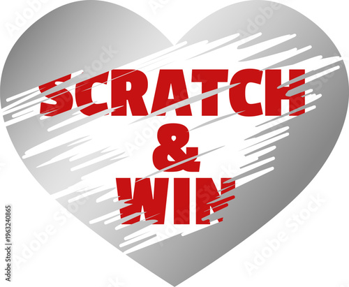 Heart scratch and win lottery game concept
