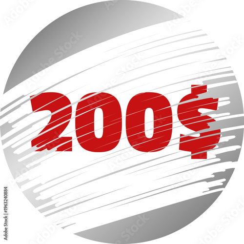 Two hundred dollar price tag scratched design