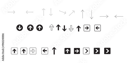 Collection of various directional arrows and road signs