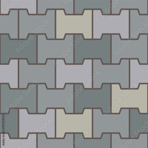Interlocking concrete block paver seamless pattern background