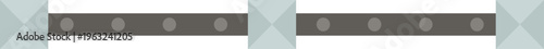 Light gray triangles framing dark gray bar with circles
