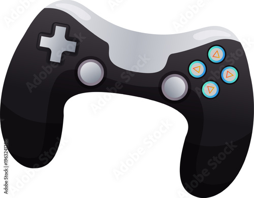Black video game controller representing gaming and entertainment