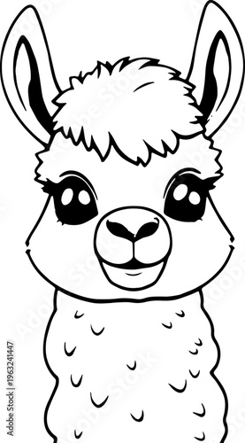 cute happy llama cartoon character