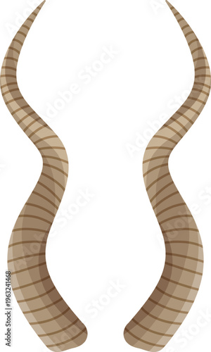 Pair of curved antelope horns illustration