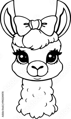 cute happy llama cartoon character