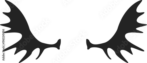 Stylized deer antlers isolated on white background