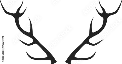 Deer antlers graphic silhouette symbolizing nature and strength