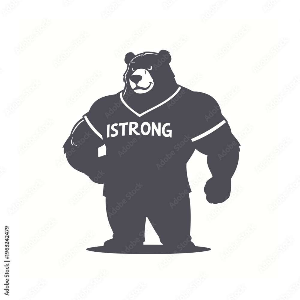 Obraz premium Strong muscular bear mascot cartoon character