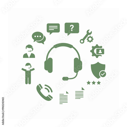 Customer support service call center icons