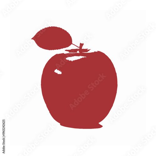 Stylized red apple with leaf icon