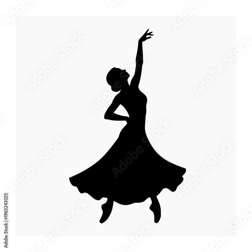 Graceful woman dancer silhouette vector
