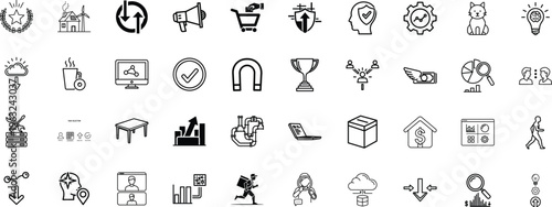 Collection of diverse icons representing various concepts visually